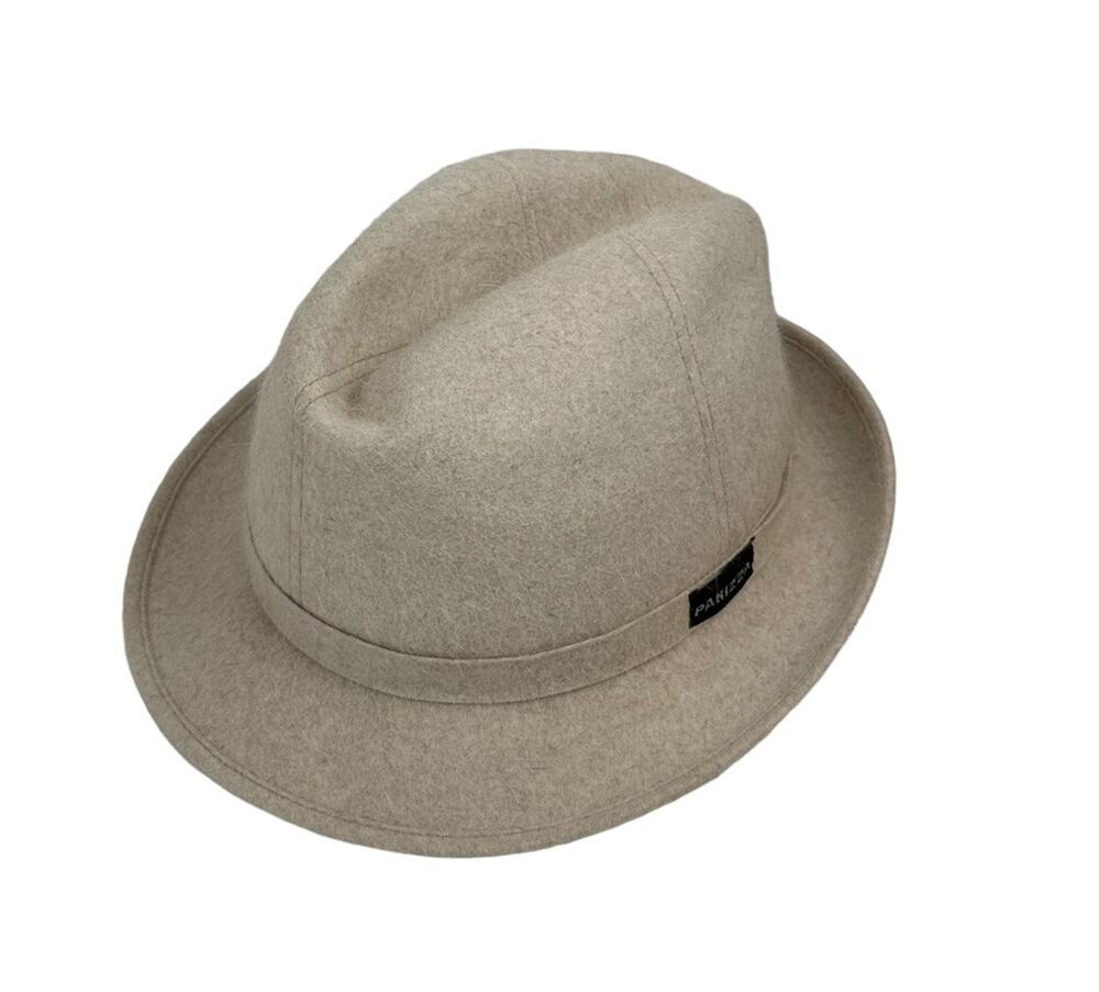 Vintage Panizza Mens White Fedora Italian Hat Sz 56 4 1/2